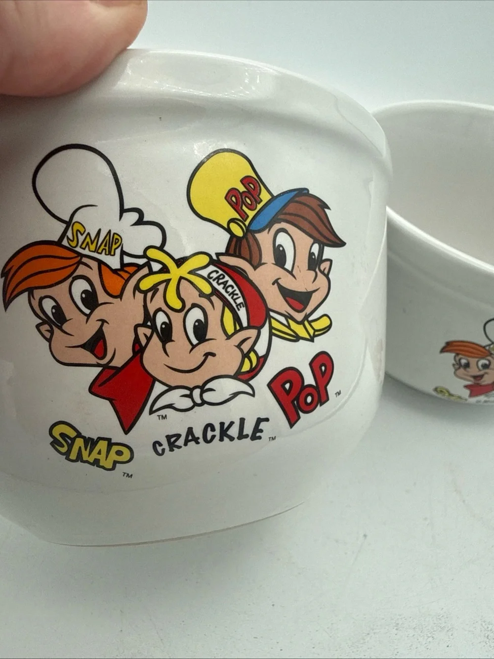 Pair of 2001 Kellogg's Snap Crackle Pop Ceramic Cereal Bowls Houston Harvest